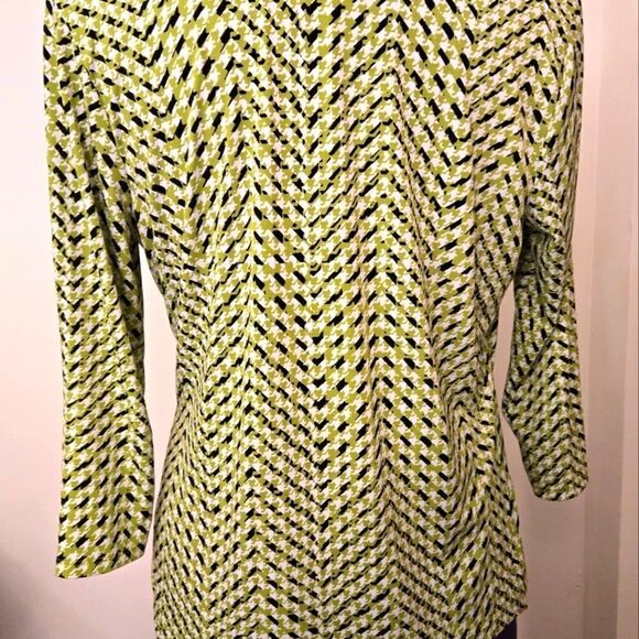 Liz Claiborne Green and Black Fitted Ruched Blouse - Picture 7 of 7